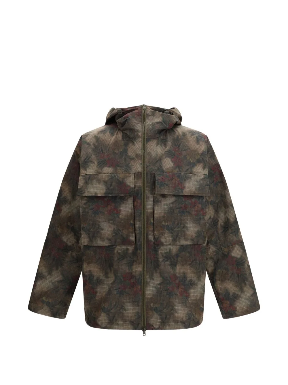 hooded floral coat - 1