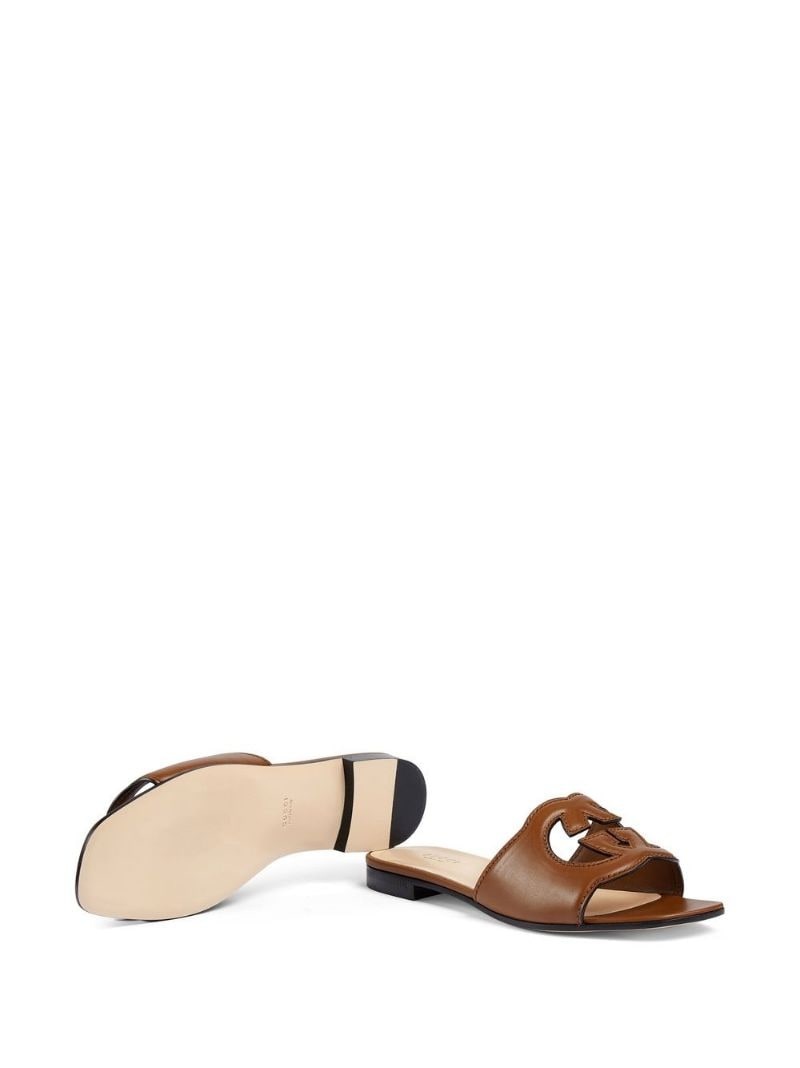 logo-cut out leather sandals - 5