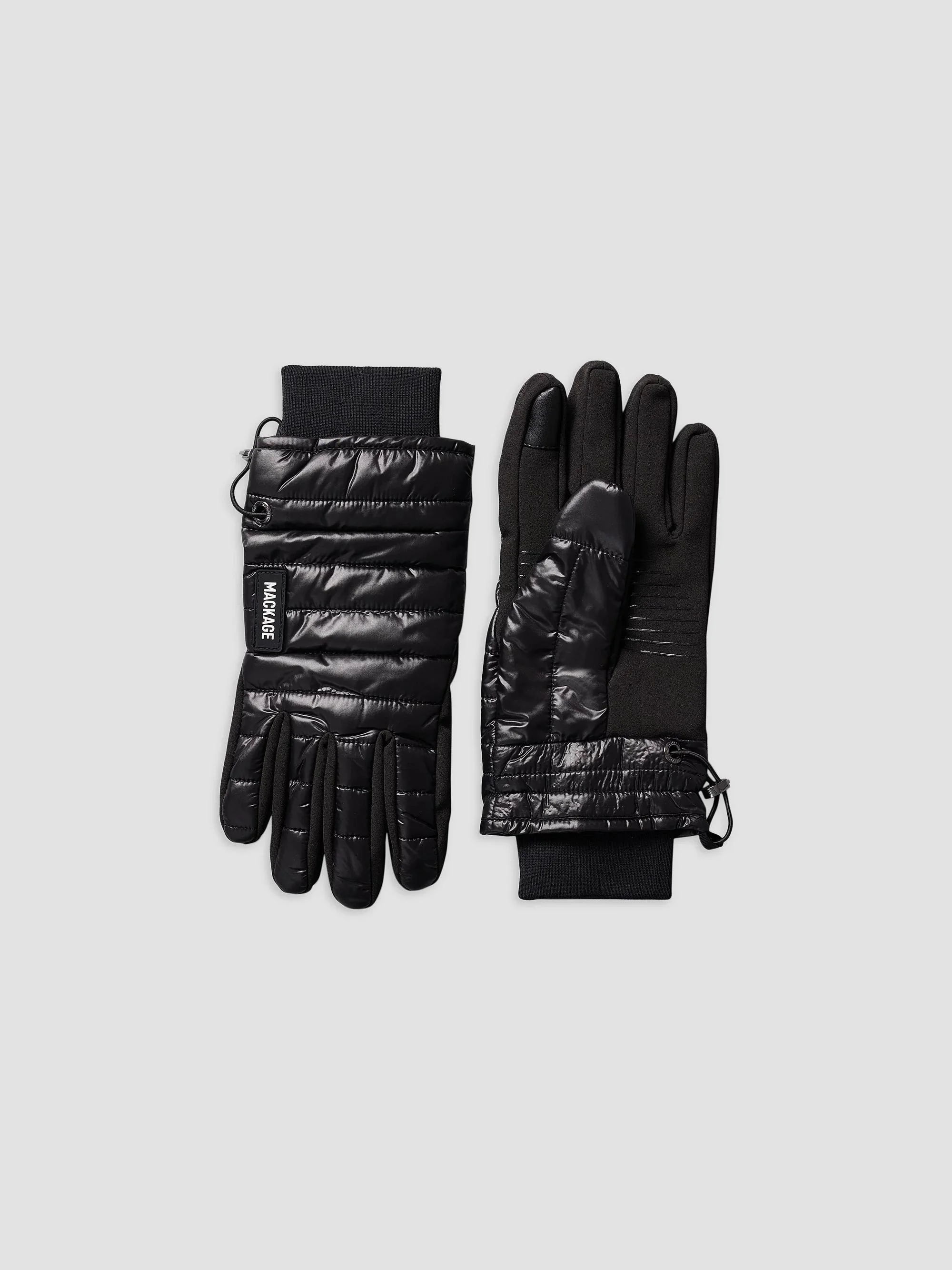 Women's Alfie Quilted Nylon Gloves - Black - 1