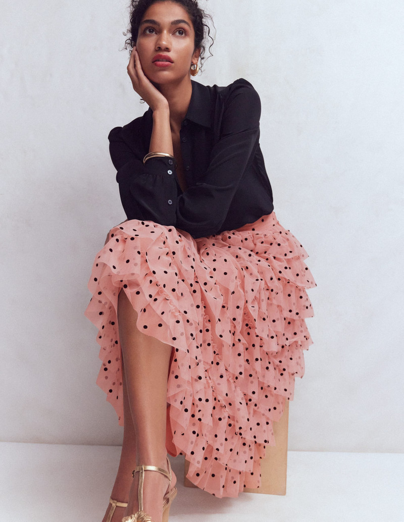 Tulle Tiered Skirt-Pink Painted Dot 6