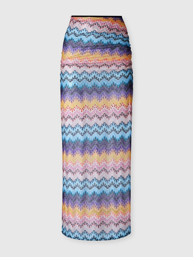 Long printed lace skirt with zig zag pattern 1