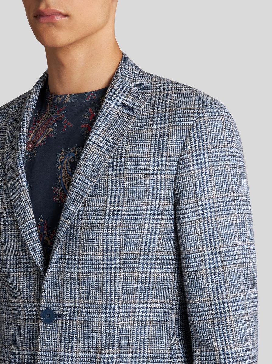 CHECK LINEN- AND COTTON-BLEND BLAZER - 2