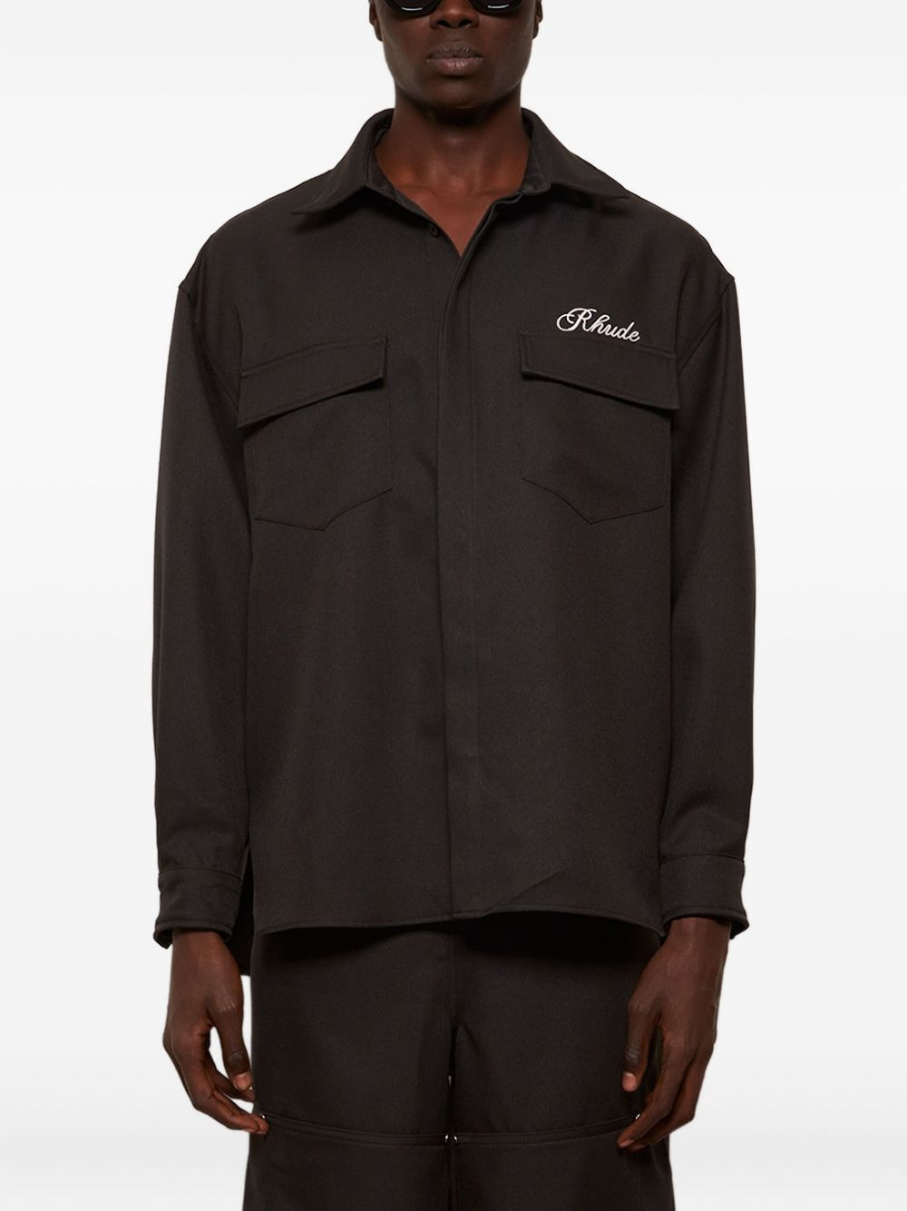 embroidered-logo shirt - 3