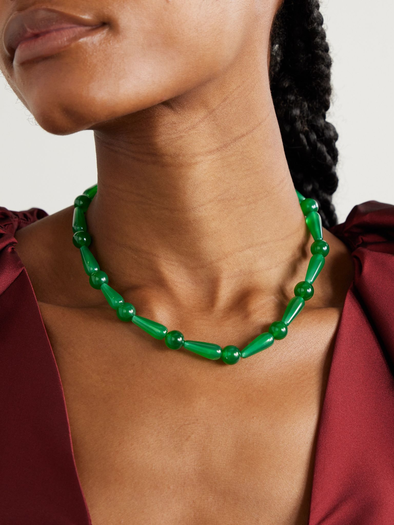 The Depths of Time recycled gold vermeil chalcedony necklace Green - 2