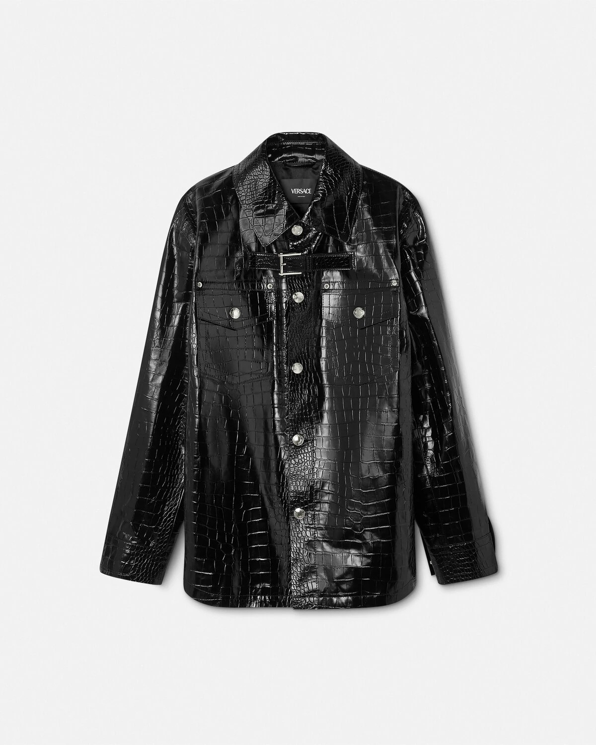 Croc-Effect Leather Blouson Jacket - 1