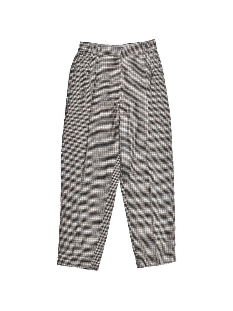houndstooth-pattern pleated linen trousers 1