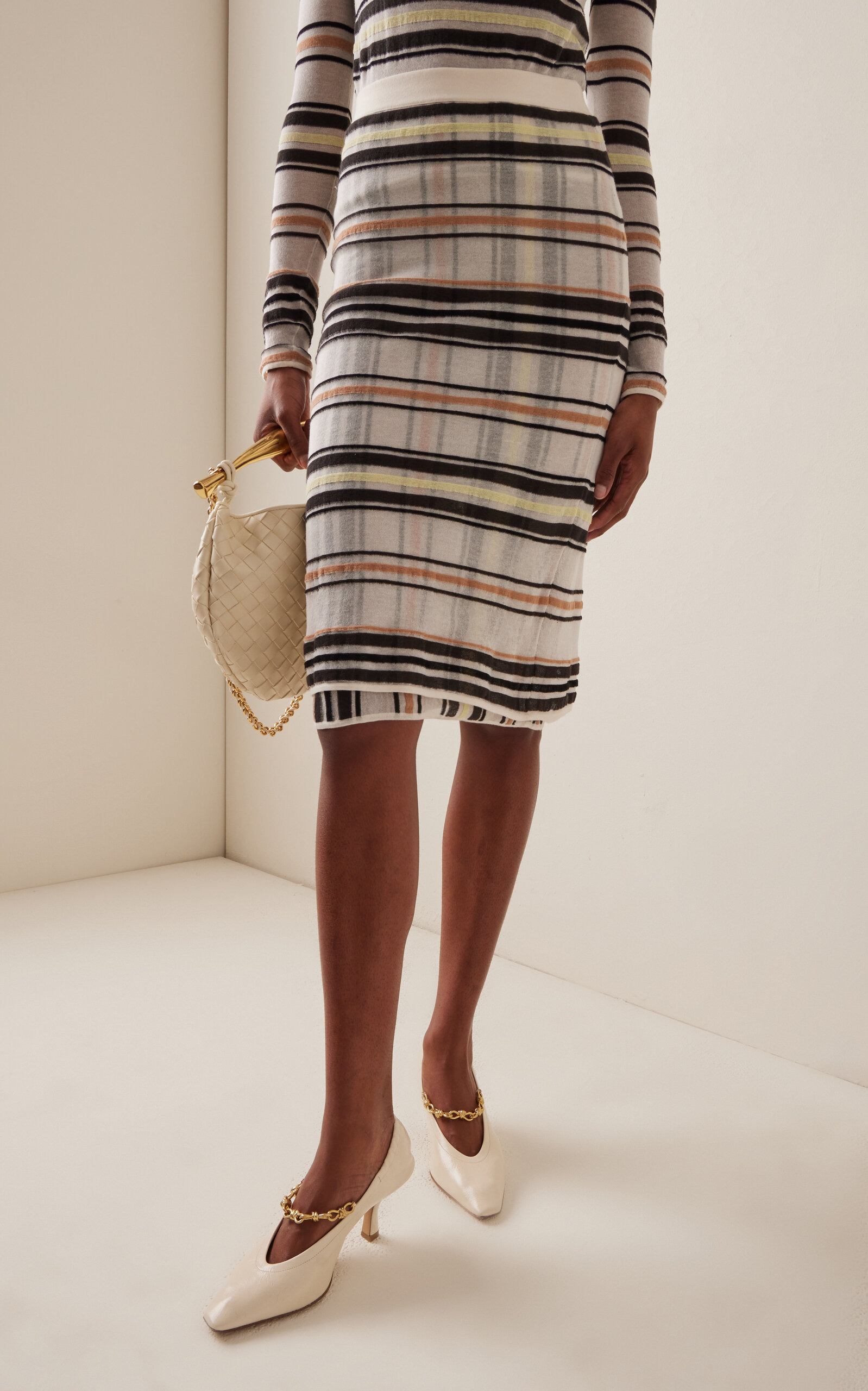 Plaid Cotton Skirt ivory - 3
