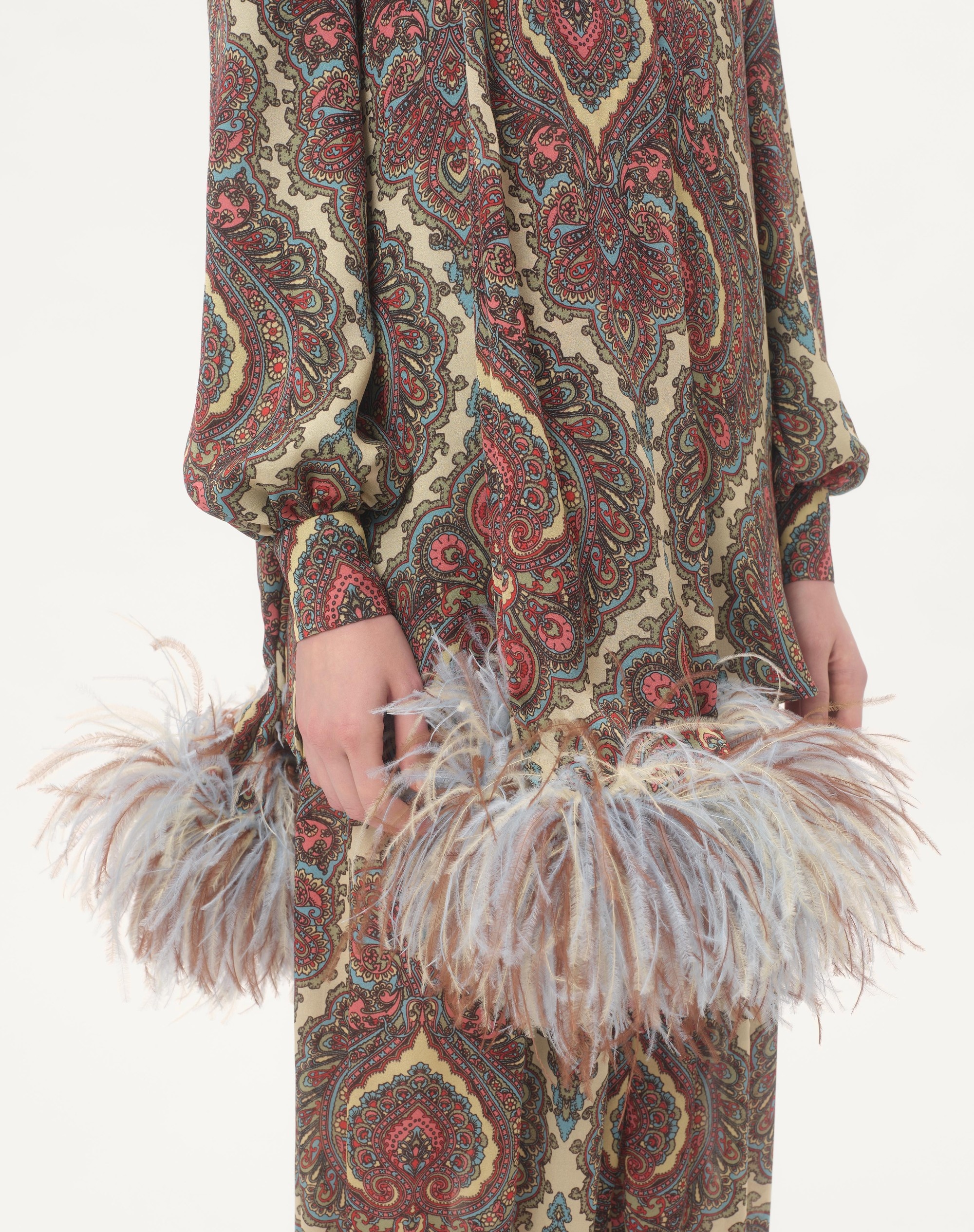 GEORGETTE TOP WITH VOYAGE IMAGINAIRE CASHMERE PRINT WITH FEATHERS - 4