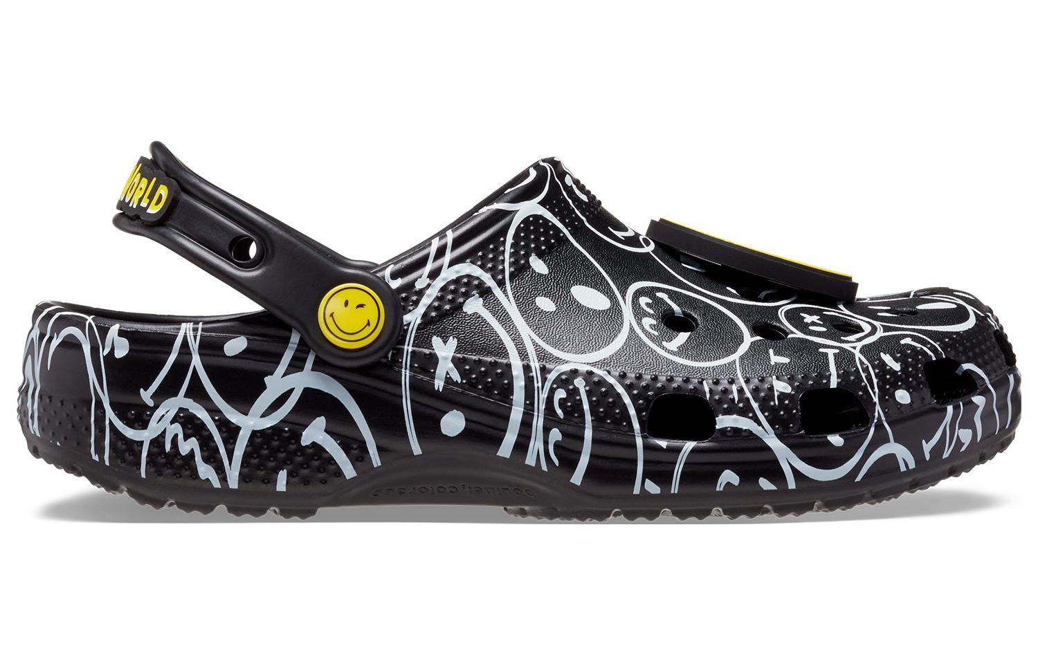 Crocs Classic Smiley World Clogs 'Black White' 207971-0C4 - 3