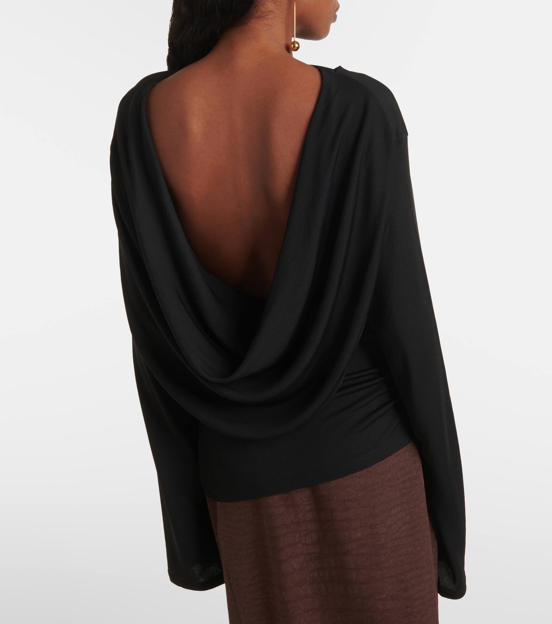 Croisière draped open-back crêpe jersey top - 6