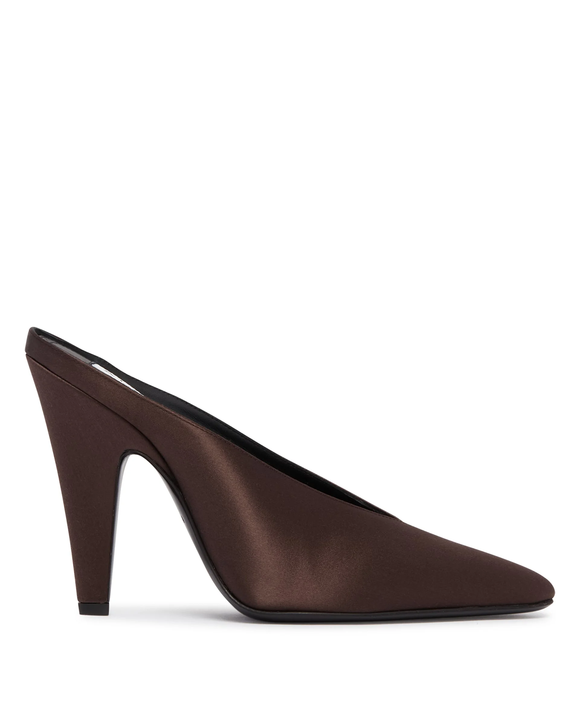 Brown Satin Cone Mules - 1