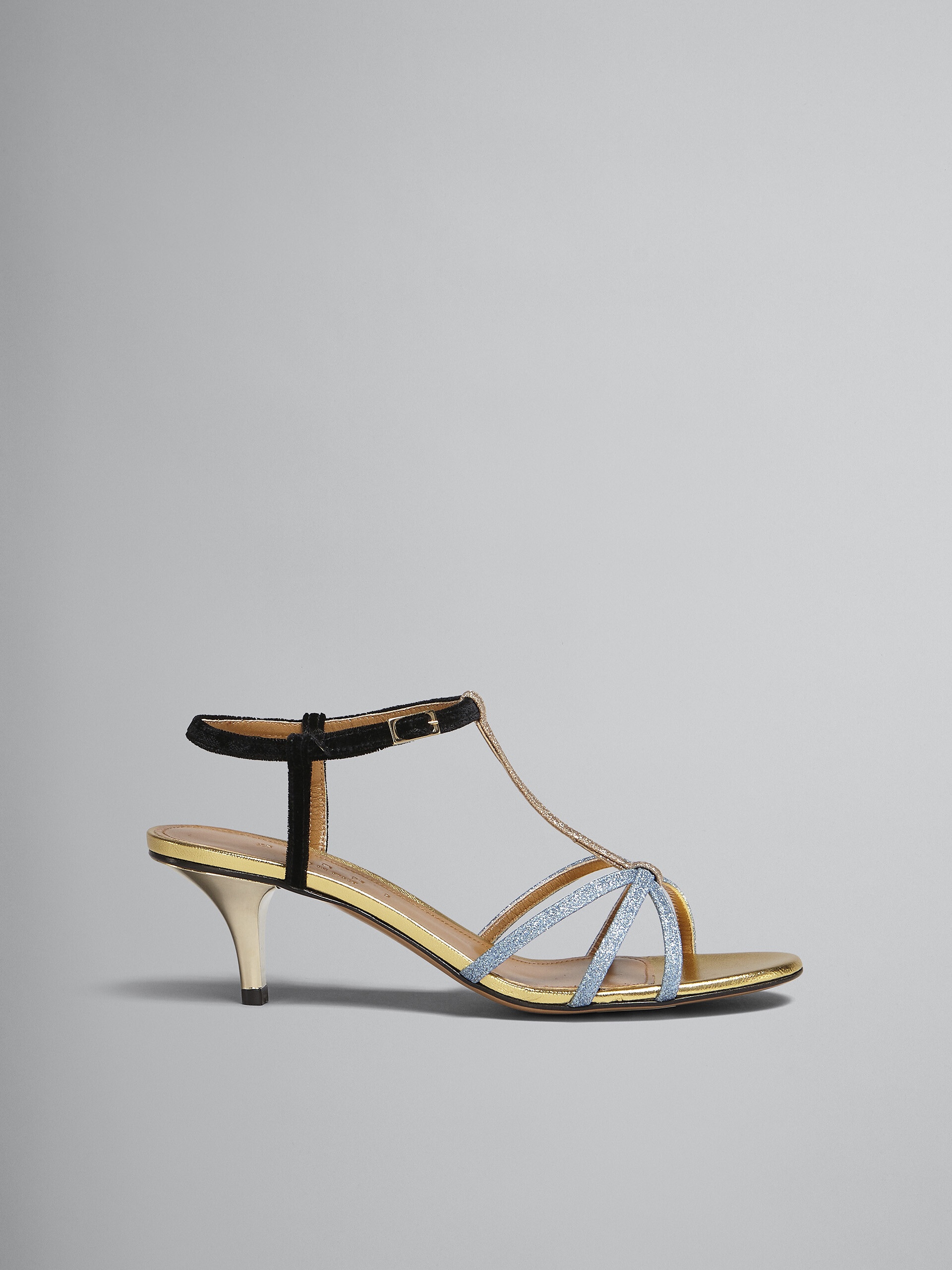 GLITTER FABRIC AND VELVET SANDAL - 1