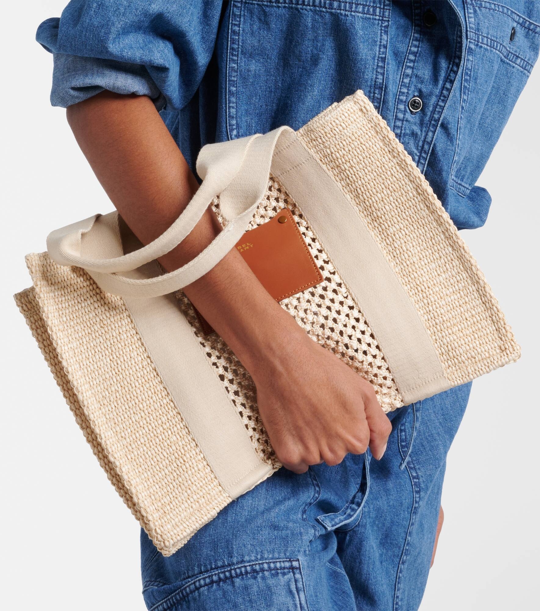 Aruba Medium raffia-effect tote bag - 2