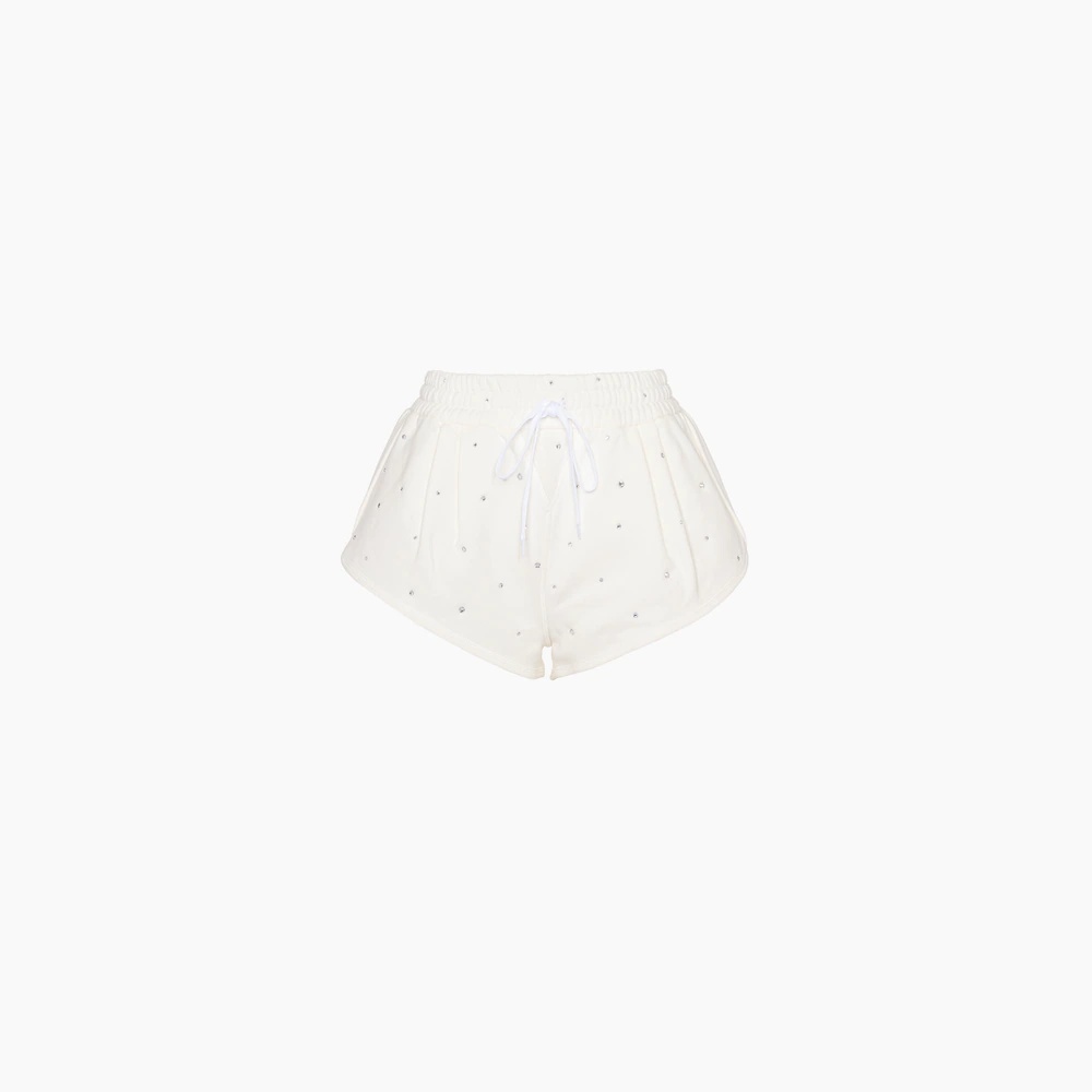 Embroidered cotton fleece shorts - 1