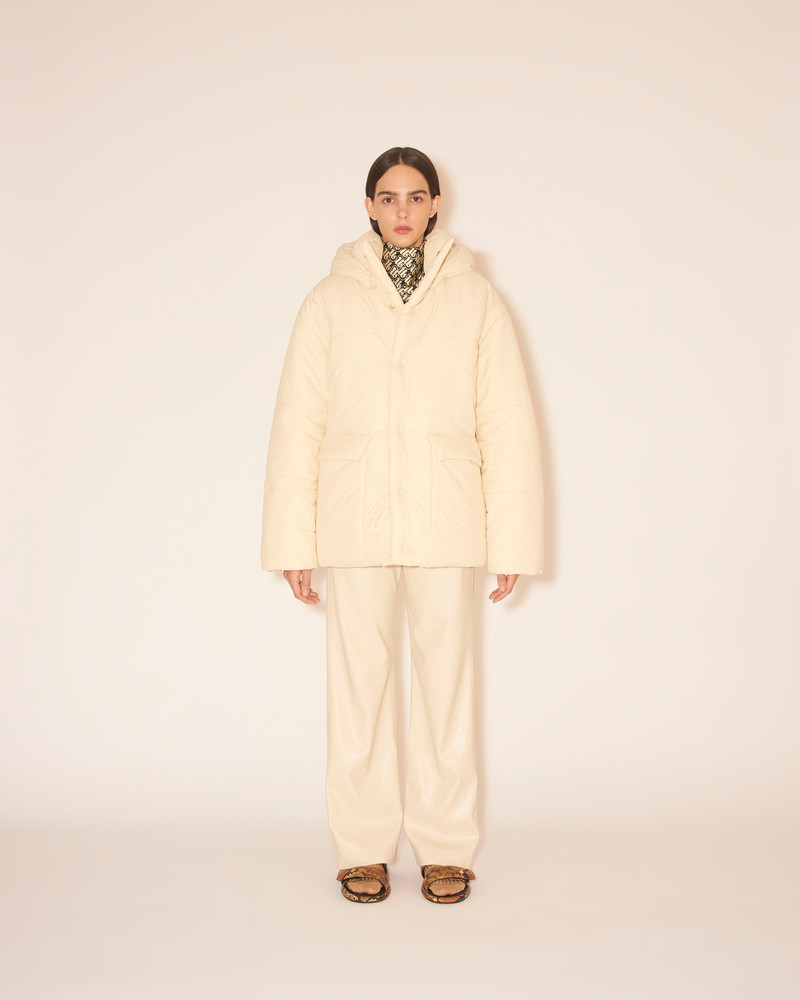 Nanushka HIDE HOOD - Tech poplin hooded puffer jacket - Creme outlook