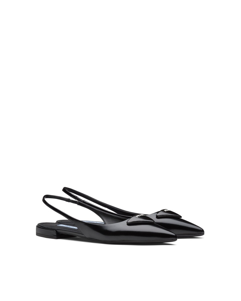Brushed leather slingback ballerinas 1