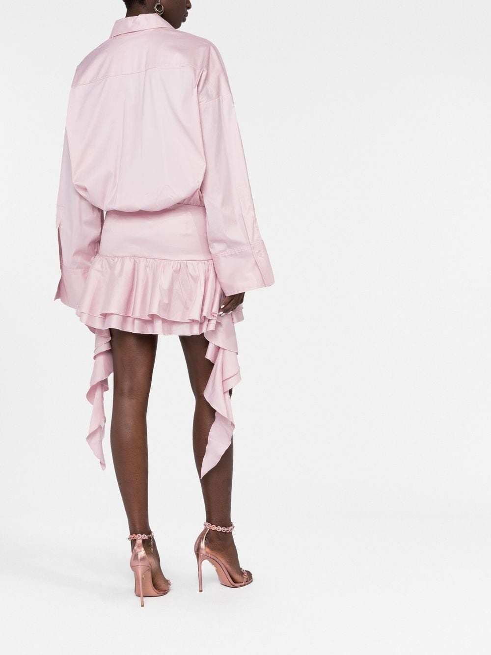 dropped-waist ruffled shirtdress - 4