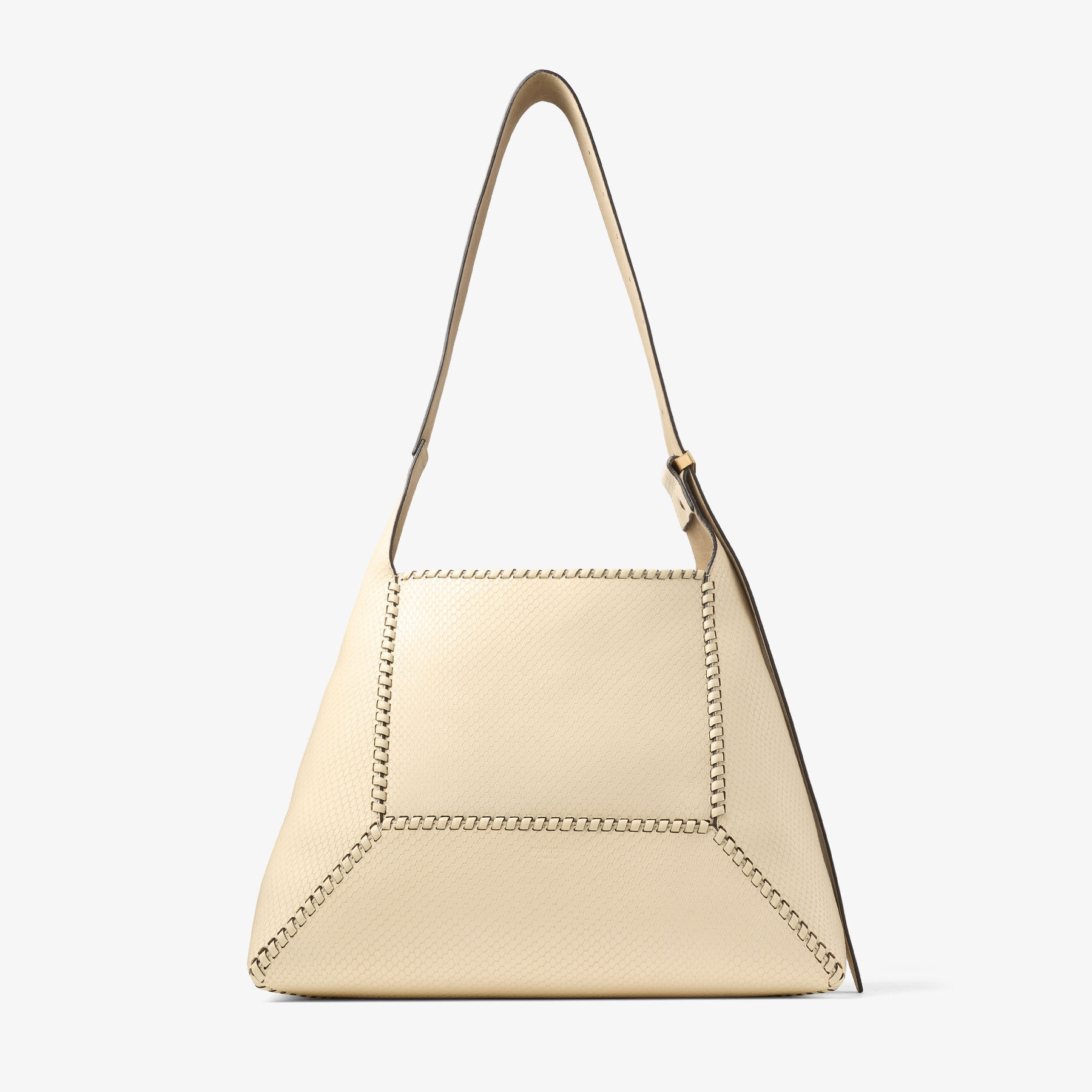 Diamond Hobo M
Buttermilk Elaphe Printed Leather Shoulder Bag with Biker Leather Topstitching - 1