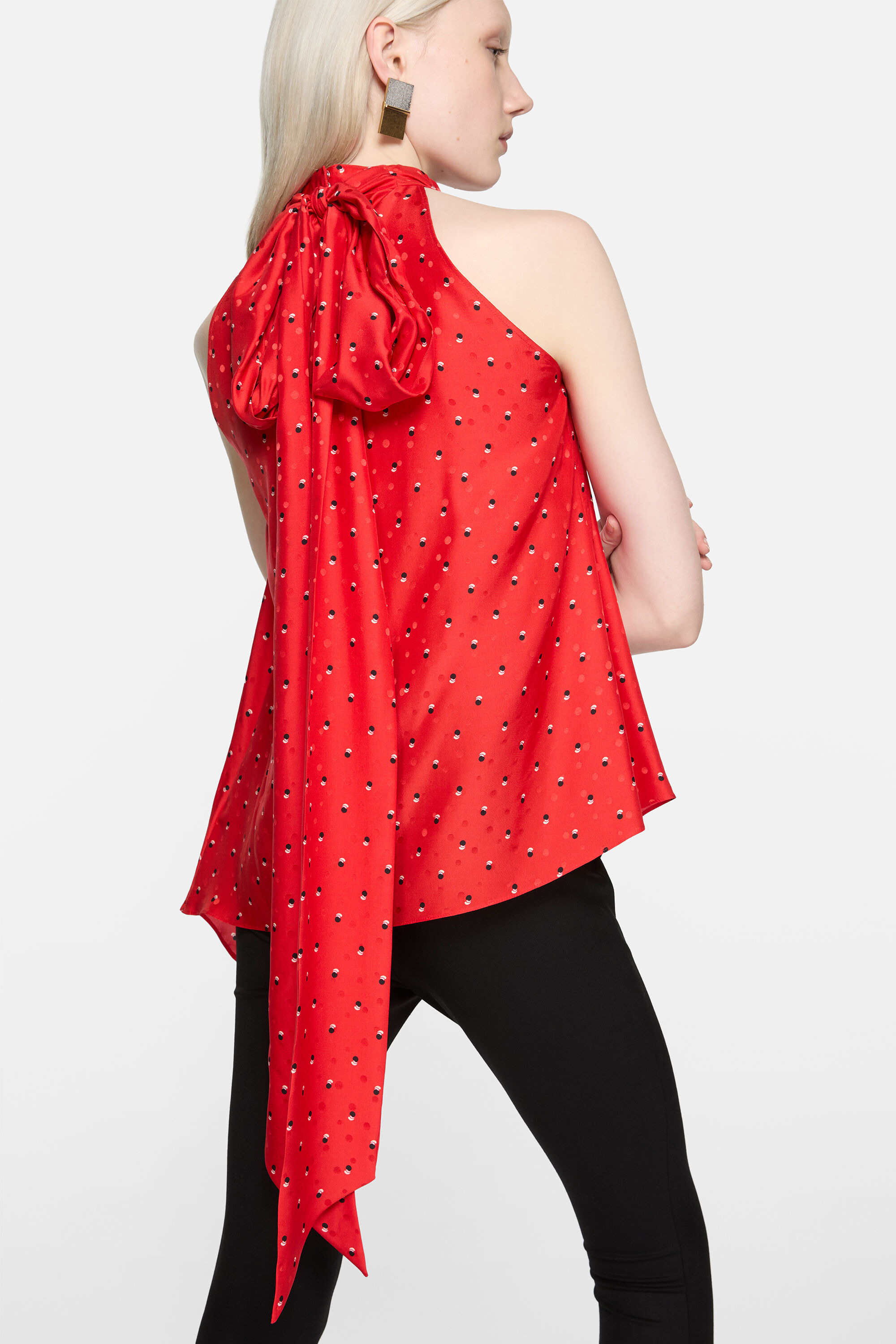 Silk bow blouse - Red - 5
