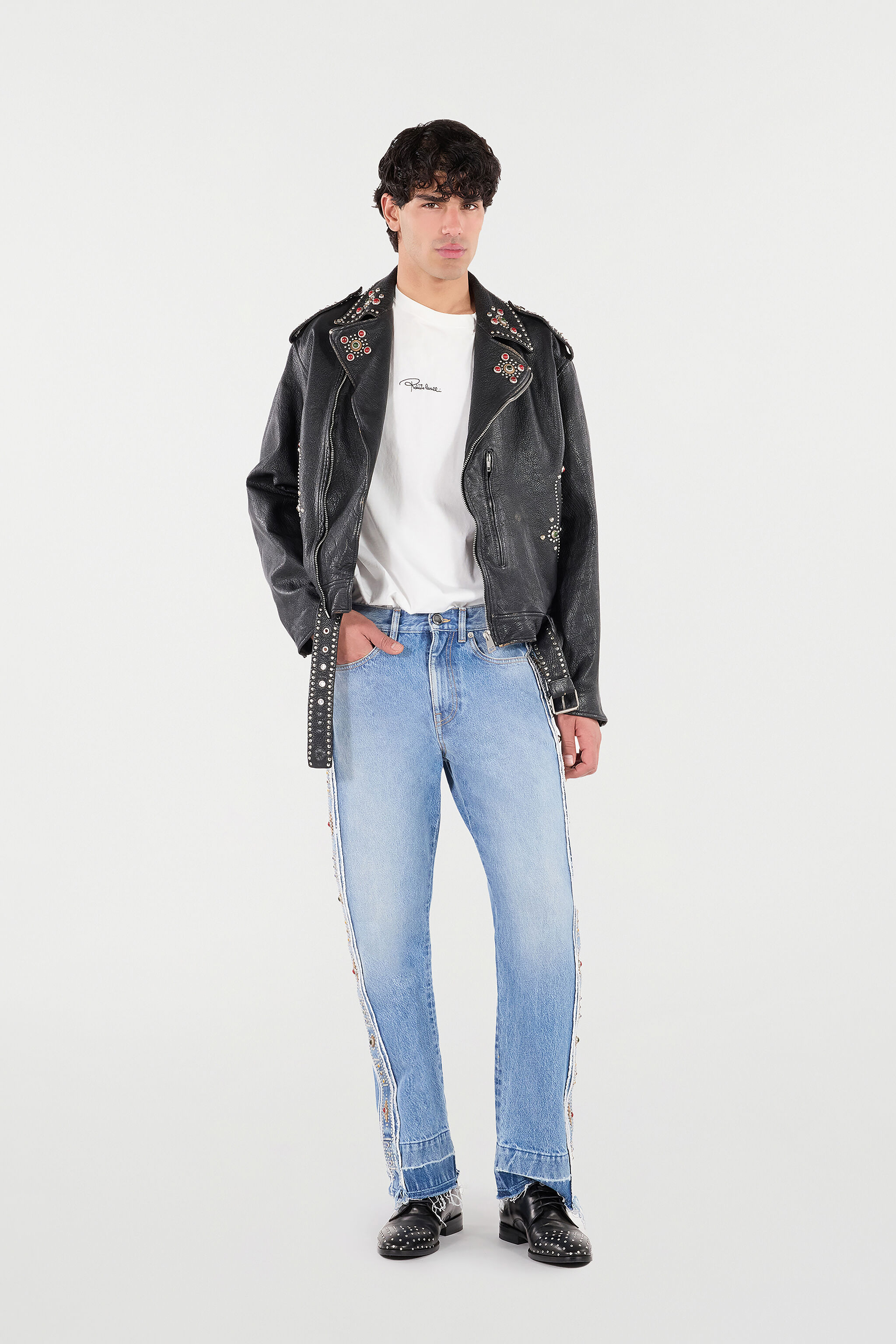 Jeans With Stud And Stone Pattern - 2