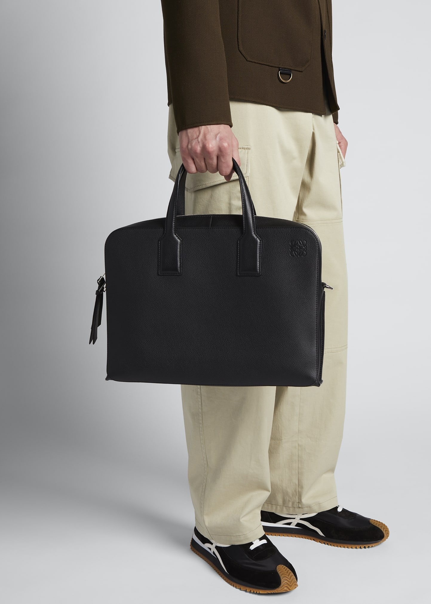 Men's Goya Thin Leather Briefcase Bag - 2
