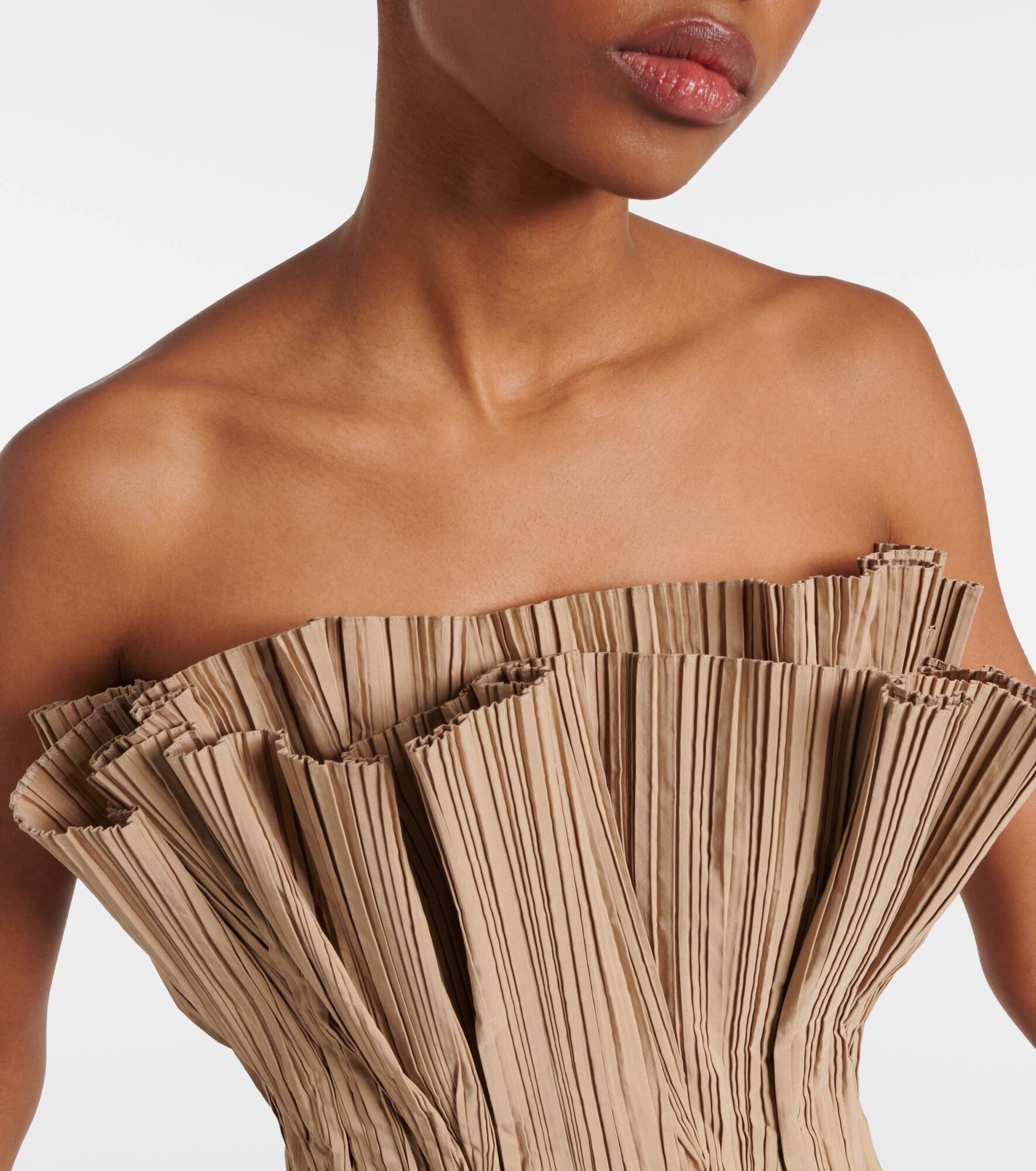 Cristel pleated poplin bustier gown - 4