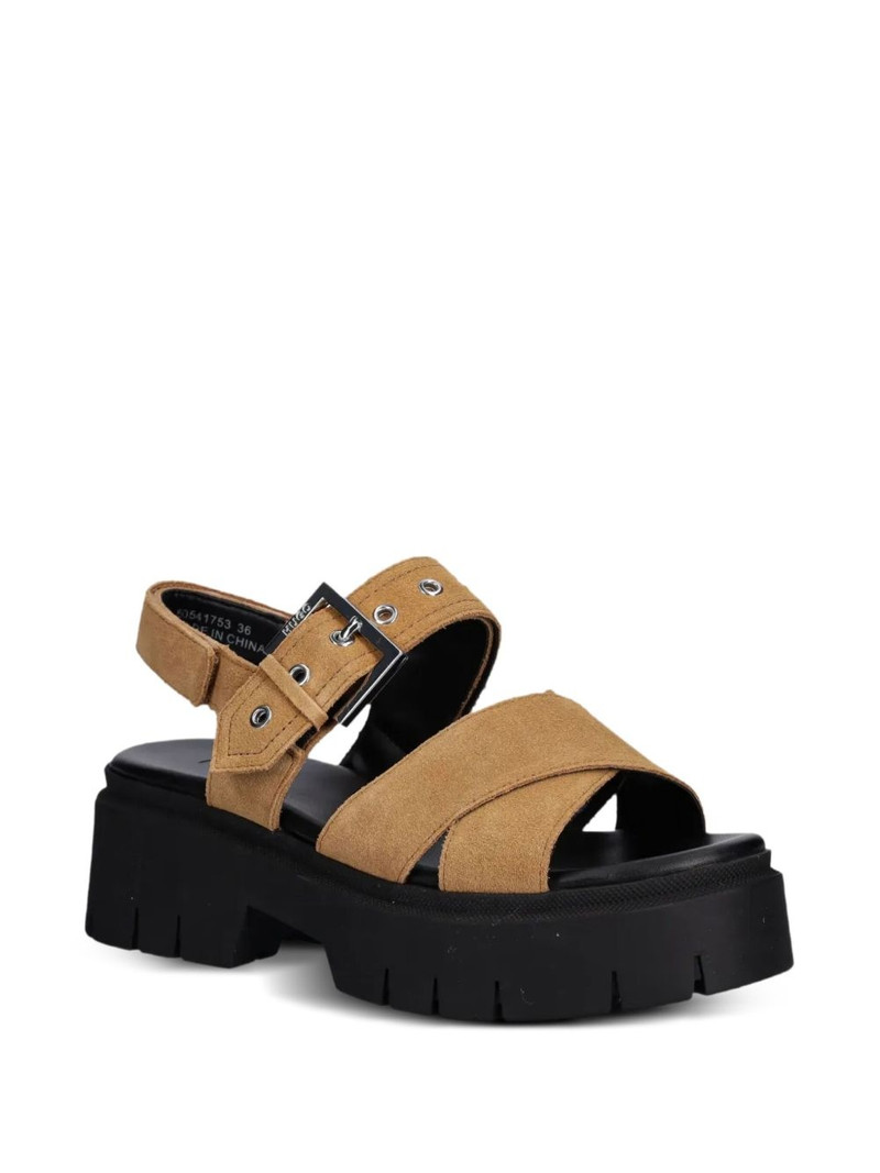 HUGO buckle-strap suede sandals outlook
