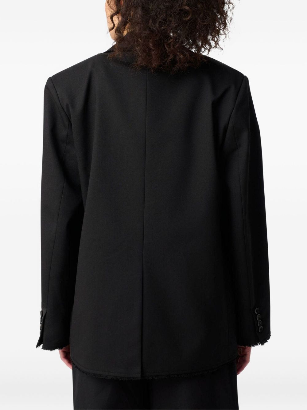frayed double-breasted blazer - 4