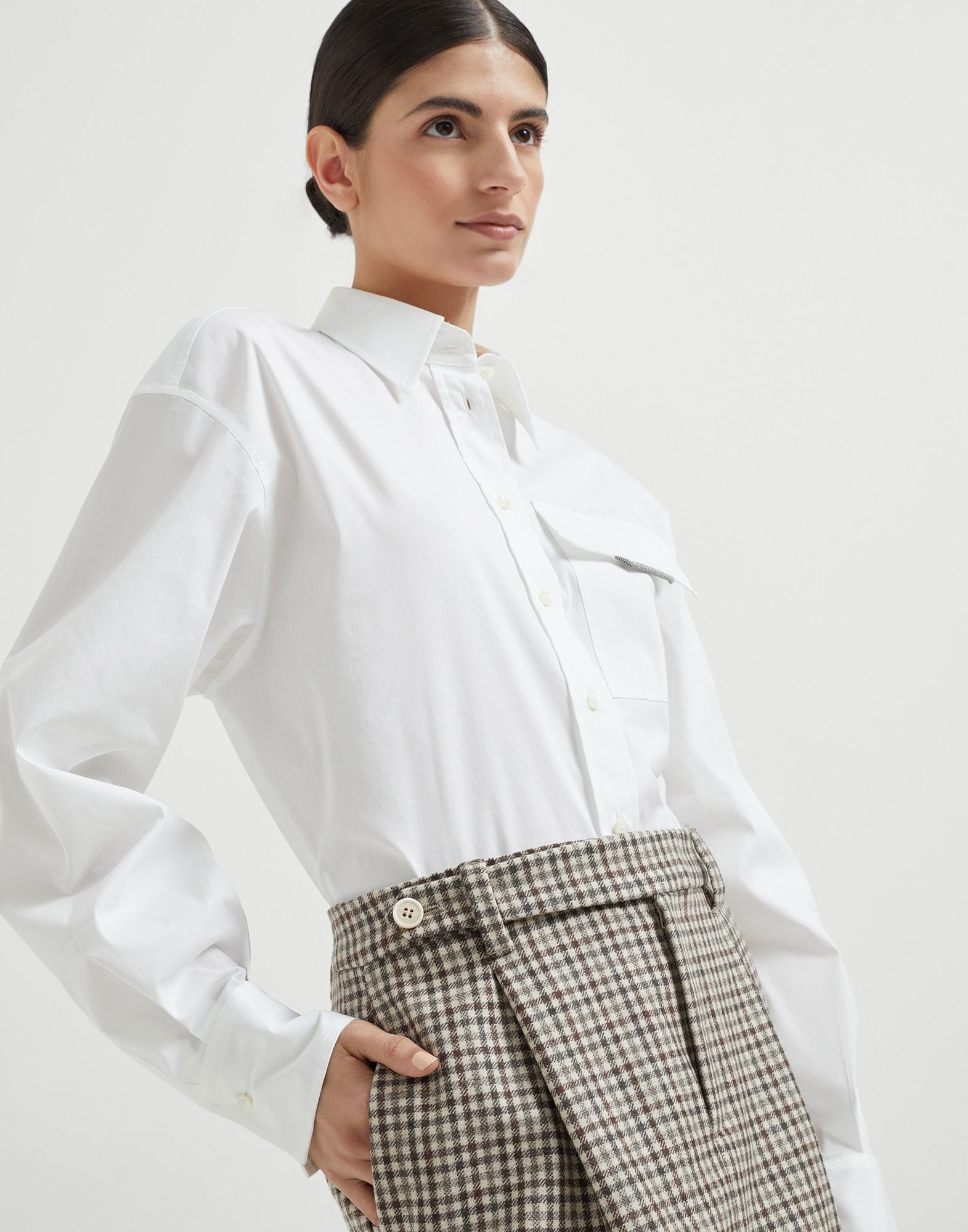 virgin wool checked flannel mini skirt - 3