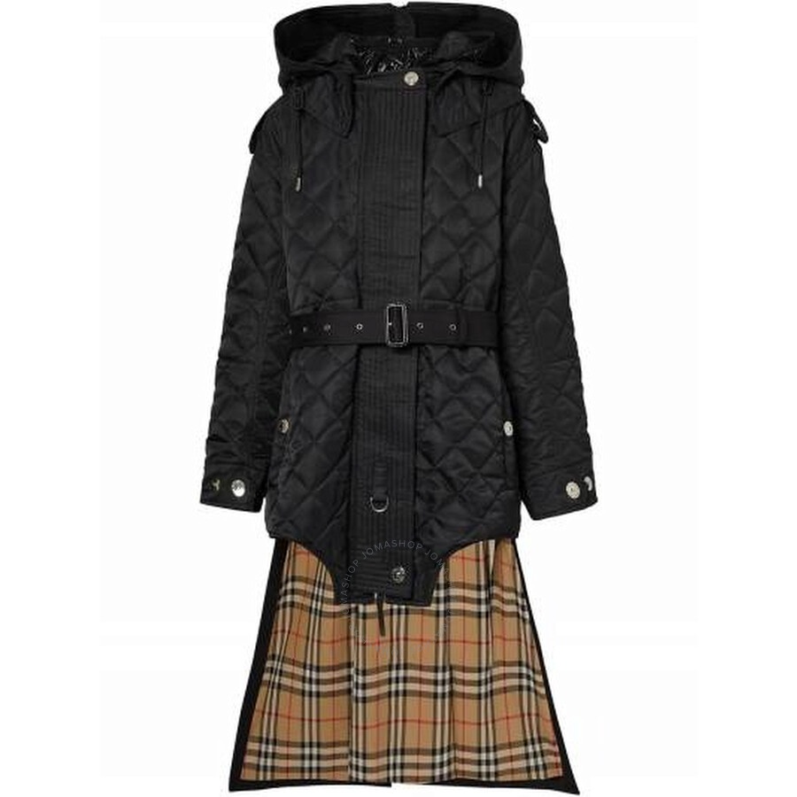 Burberry Ladies Quilted Nylon And Cotton Coat With Detachable Hood - 2