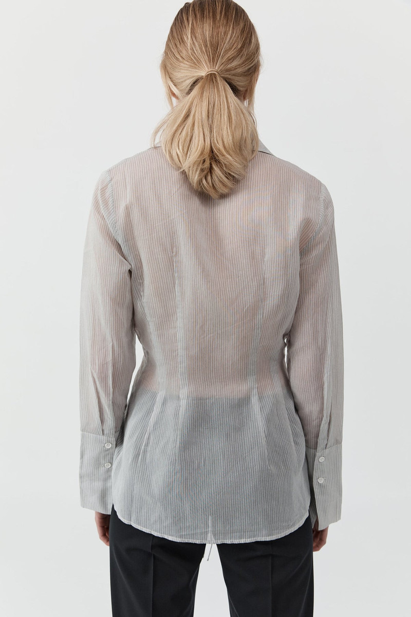 Sheer Stripe Tie Shirt - Sheer Stripe 4