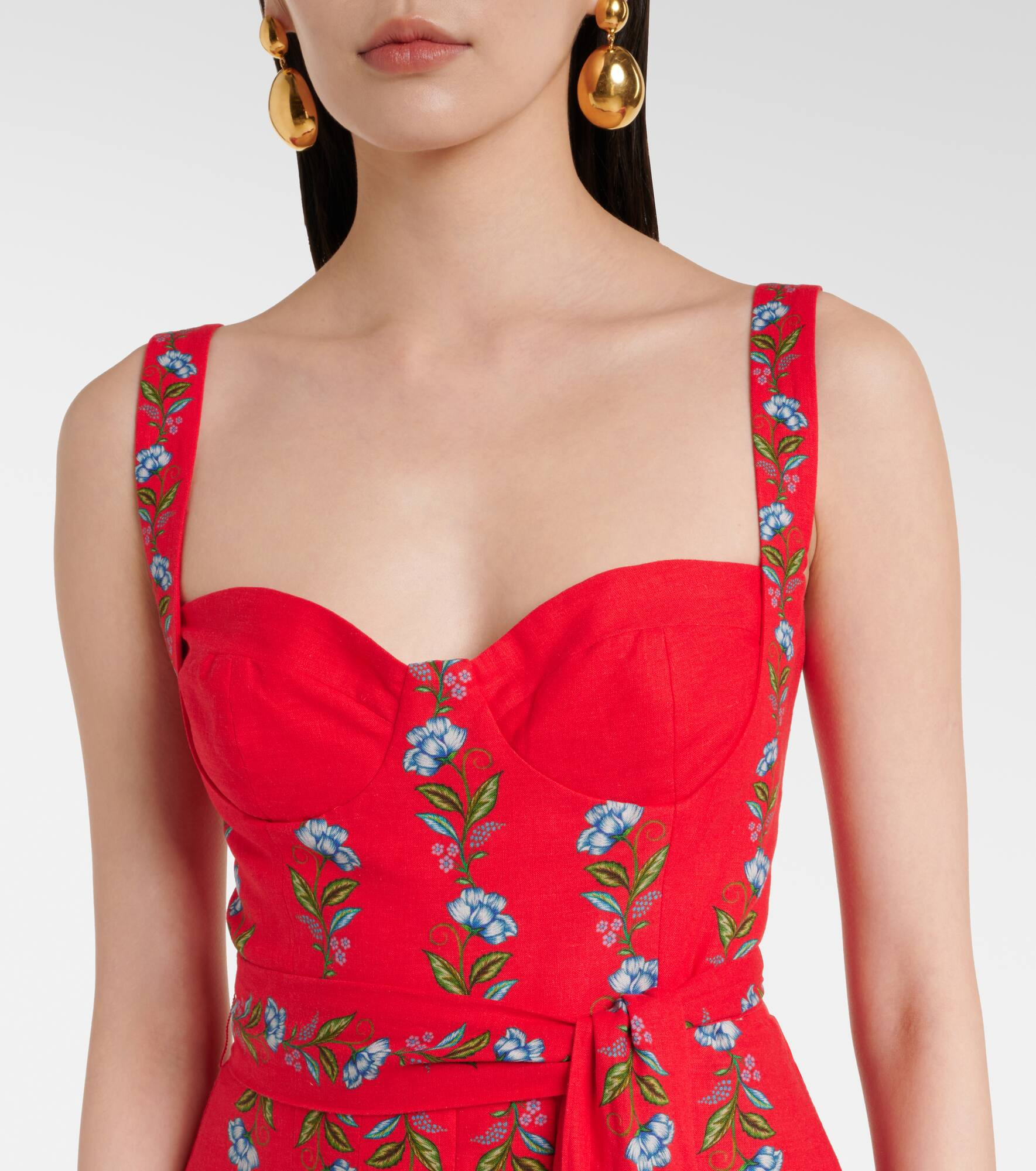 Sweet Bloom Bouquet linen-blend minidress - 4