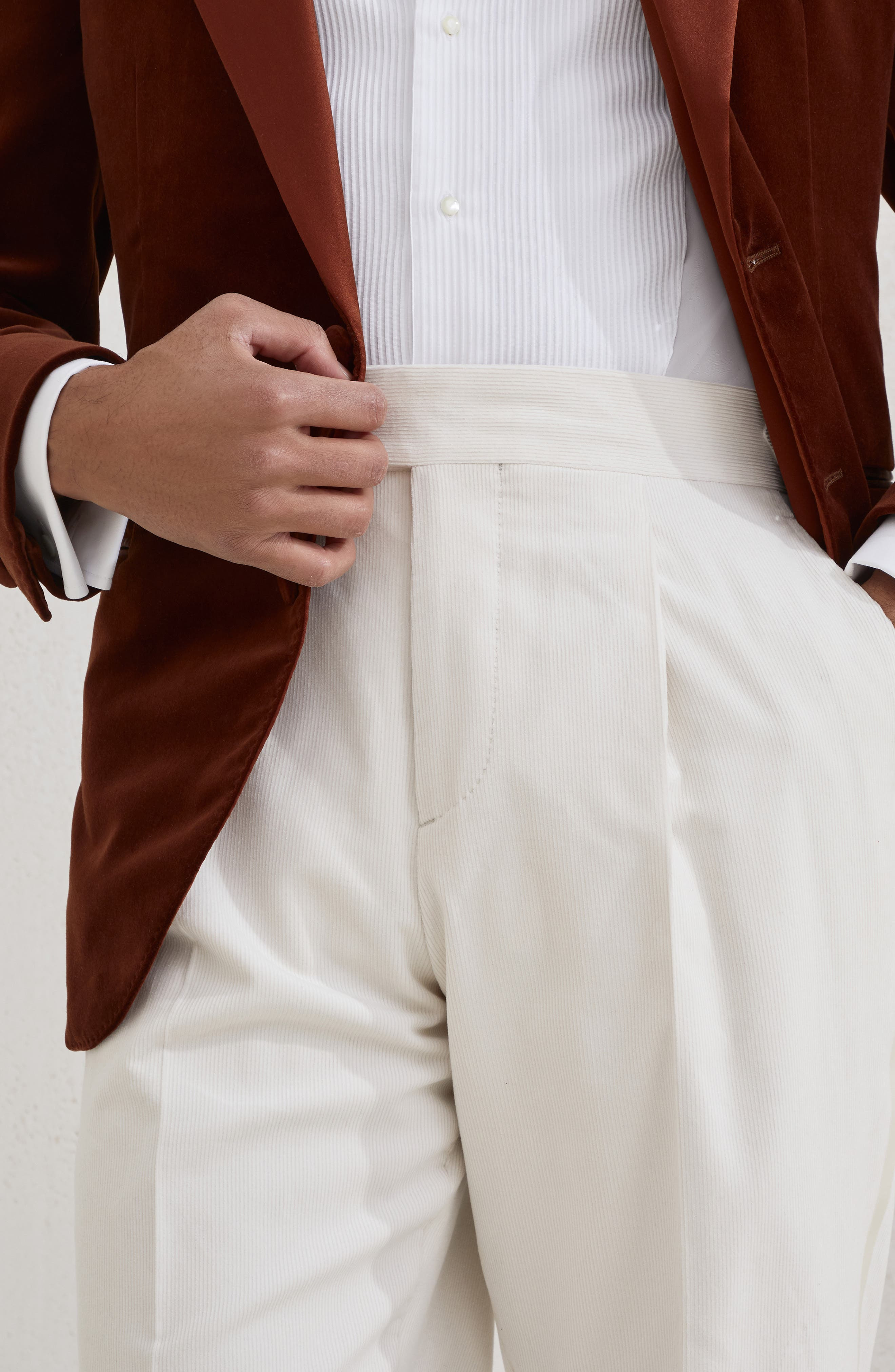 Brunello Cucinelli Tuxedo trousers with pleats in Milk at Nordstrom - 4