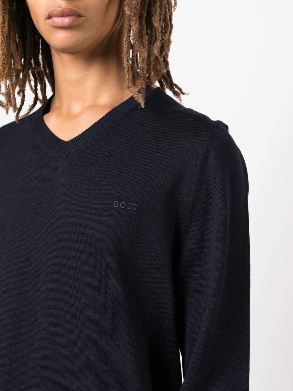 logo-embroidered V-neck jumper - 5