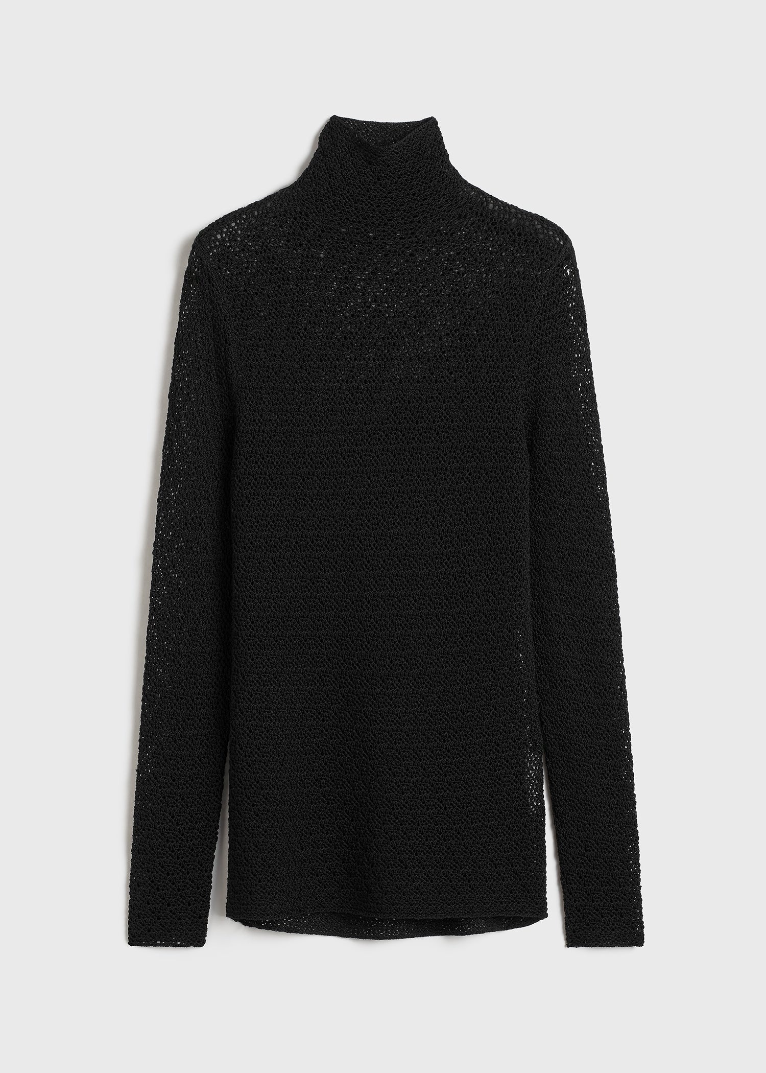 High-neck crochet top black - 1