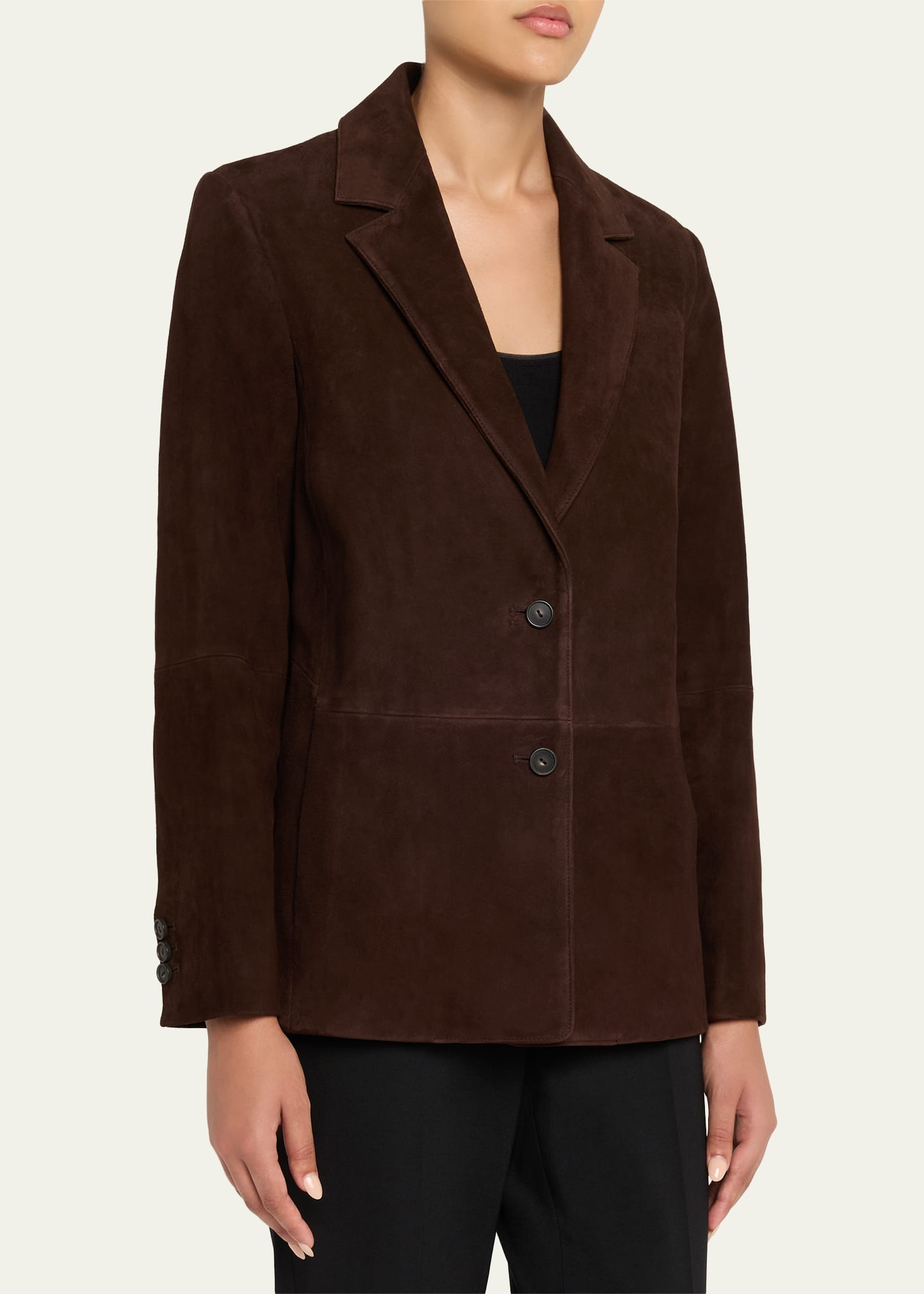 Single-Breasted Suede Blazer - 4
