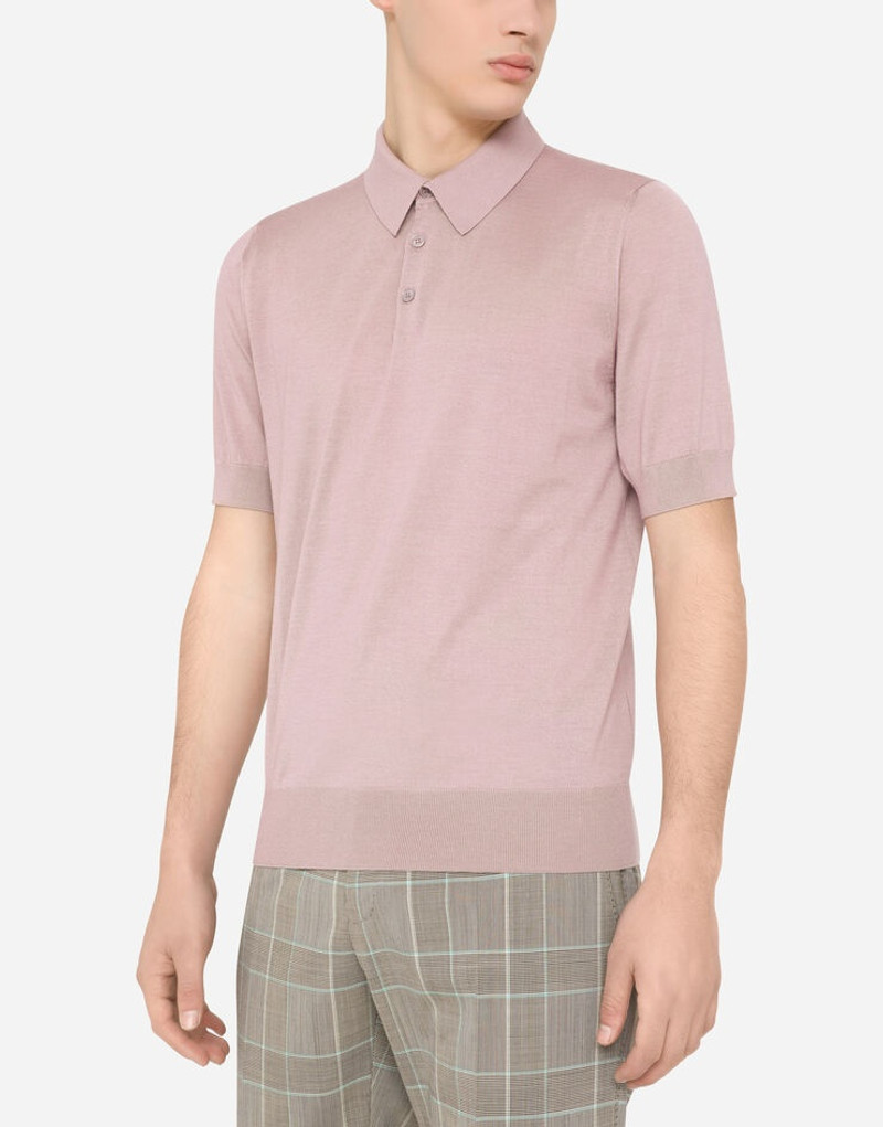 Short-sleeved cashmere and silk polo-shirt 4