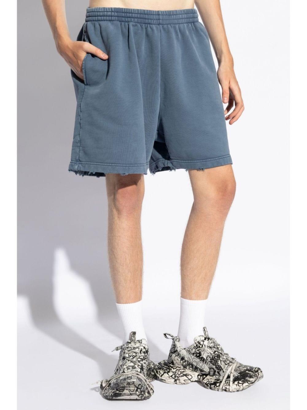 graphic print track shorts - 3