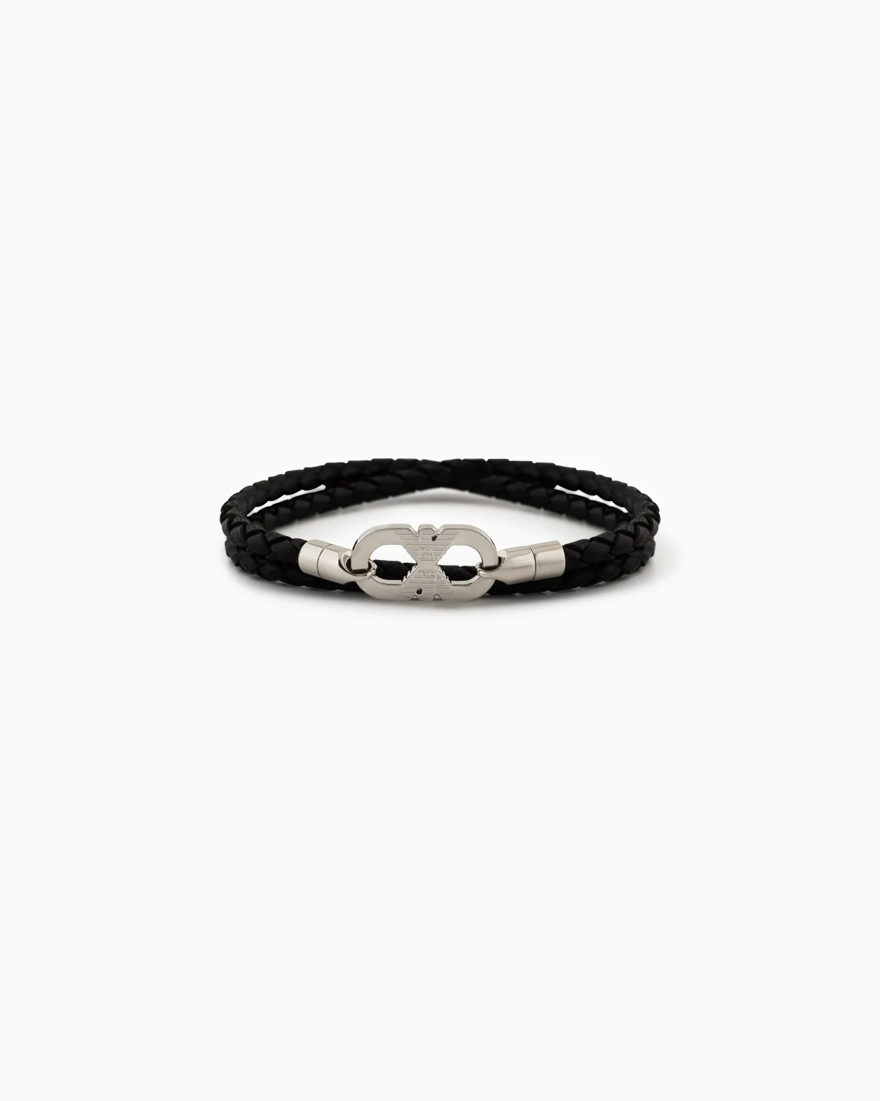 SILVER-TONE LEATHER ID BRACELET - 1