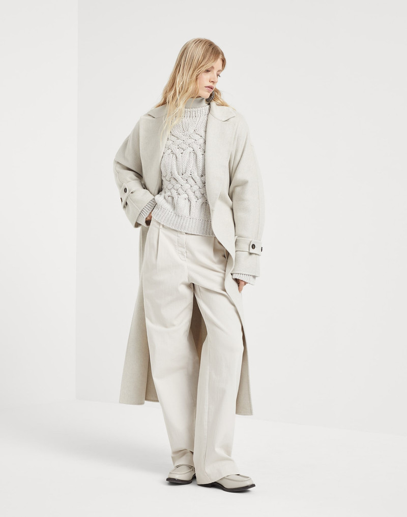 Hand-crafted coat in cashmere double beaver cloth with monili 5