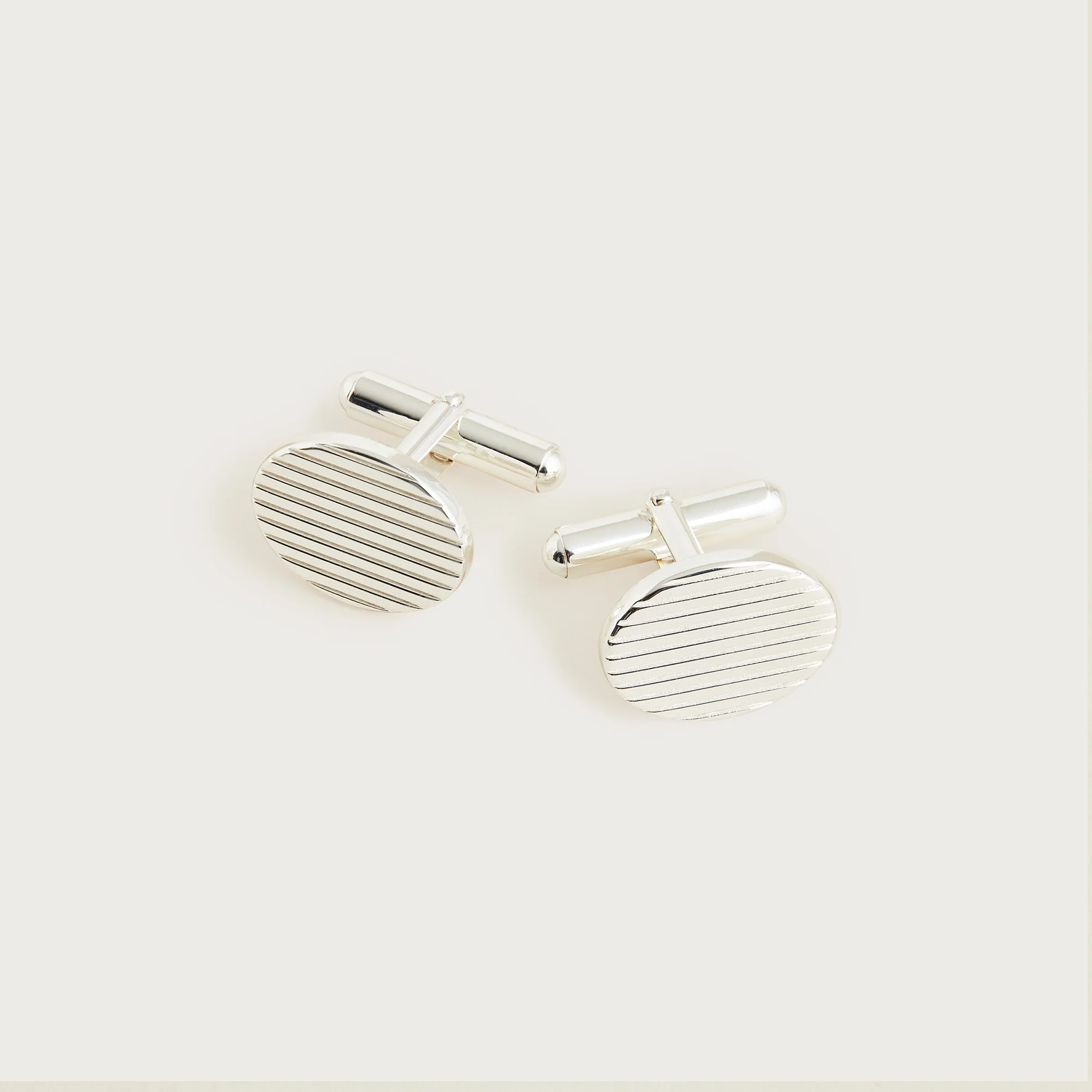 Sterling silver oval cuff links - 1