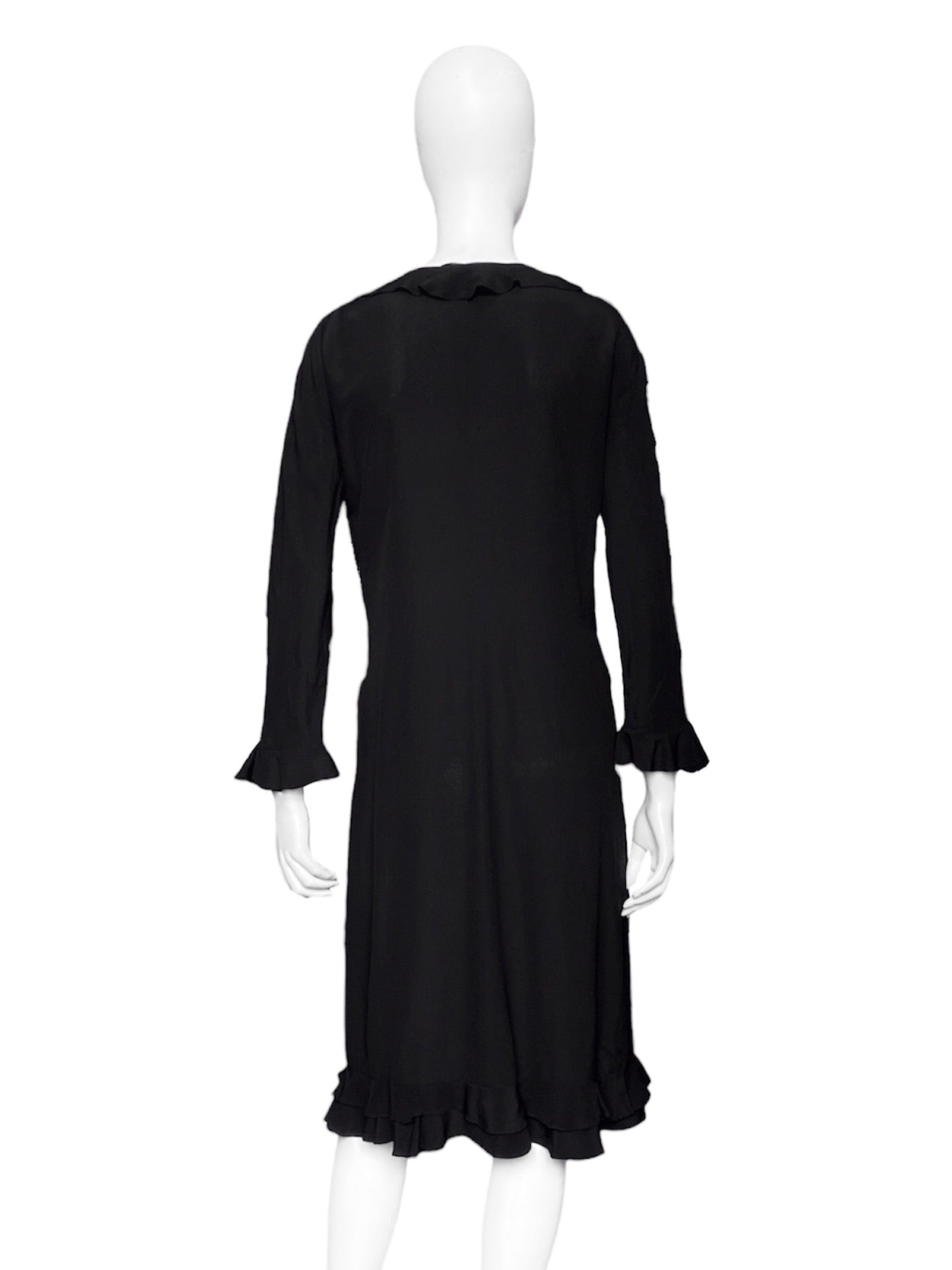 Gucci Spring 1999 Tom Ford Runway #1 Look Black Silk Ruffle Dress 40 - 5