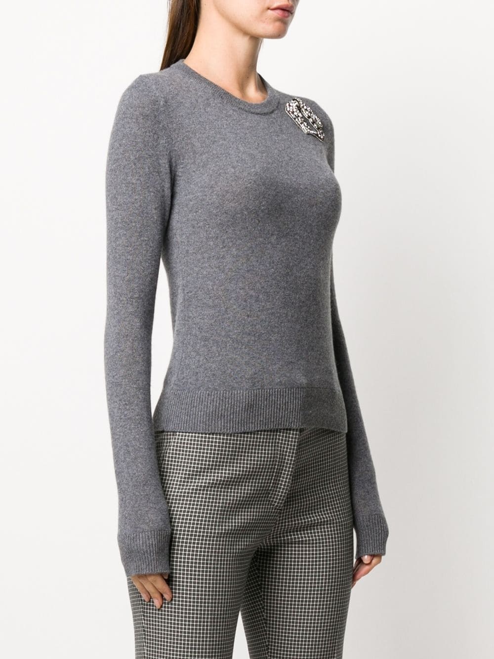 crystal-embellished knitted jumper - 3