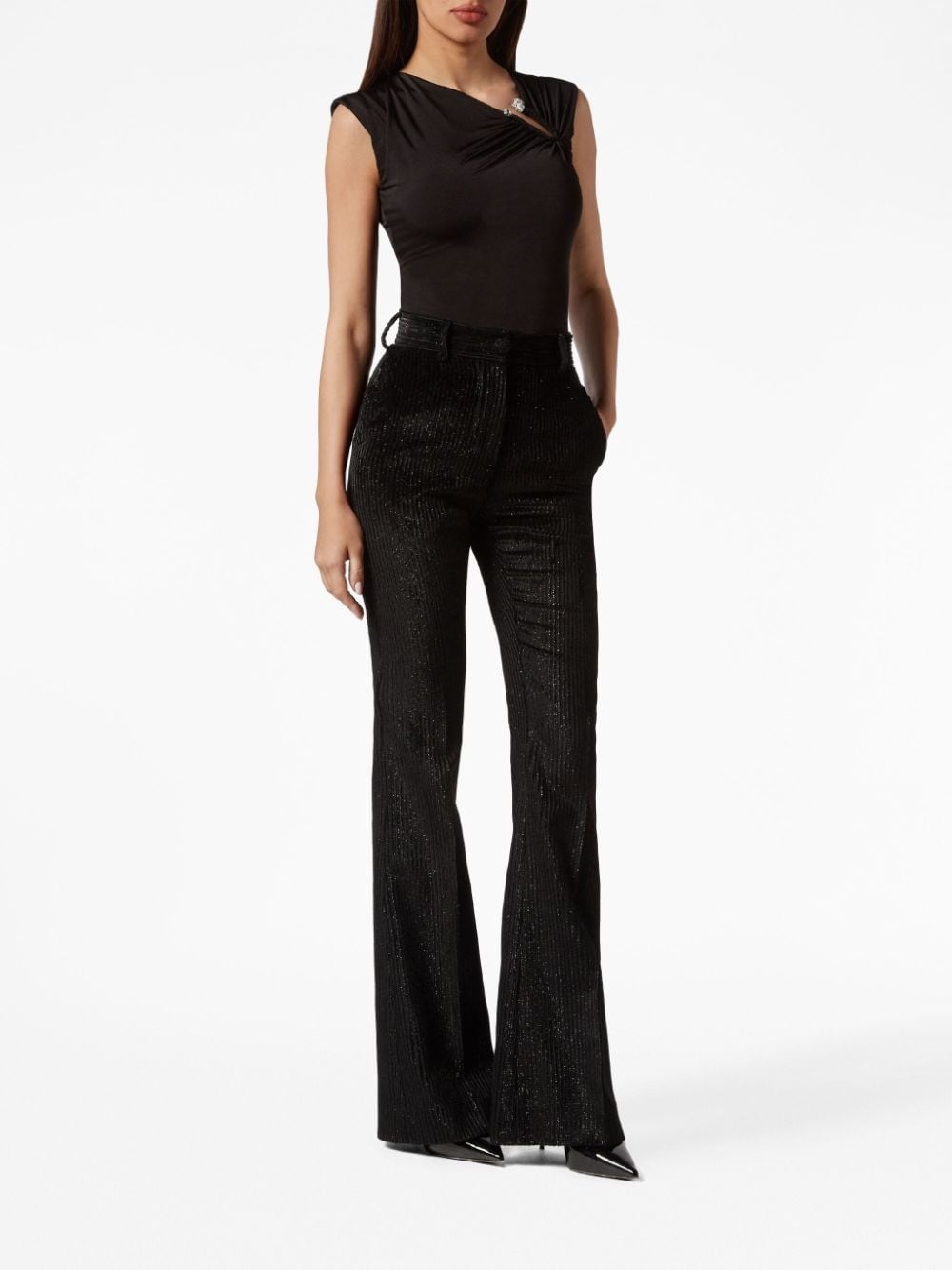 high-waisted corduroy flared trousers - 2