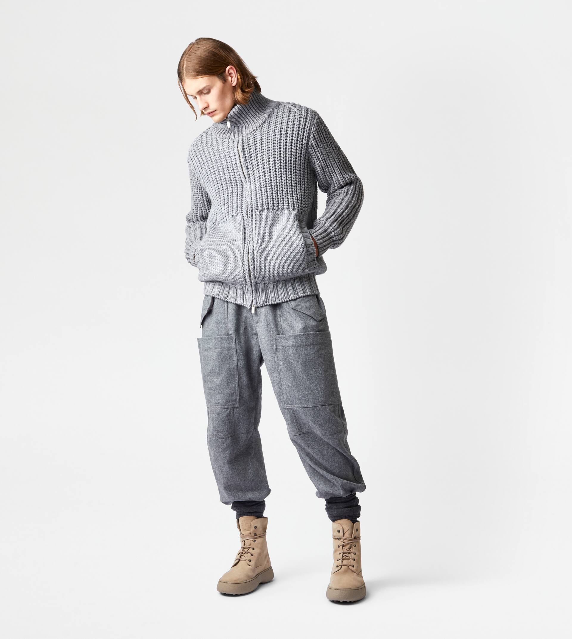 TOD'S BAGGY TROUSERS IN WOOL - GREY - 2