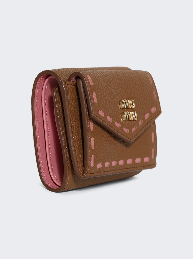Miu Miu Small Leather Wallet Caramel And Petalo outlook