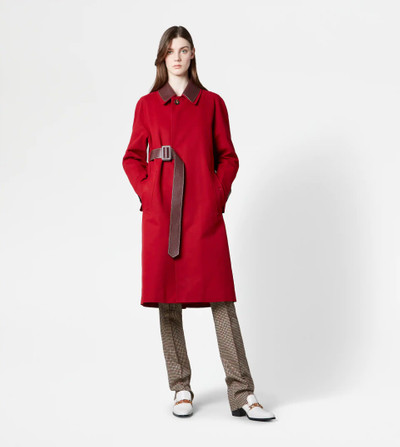 Tod's TRENCH COAT WITH LEATHER INSERTS - BURGUNDY outlook