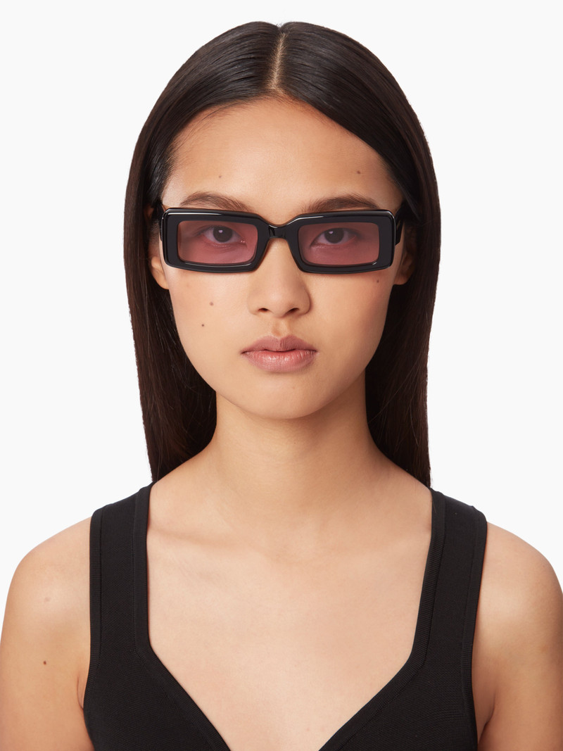 NINA RICCI Waves rectangular shiny black Sunglasses outlook