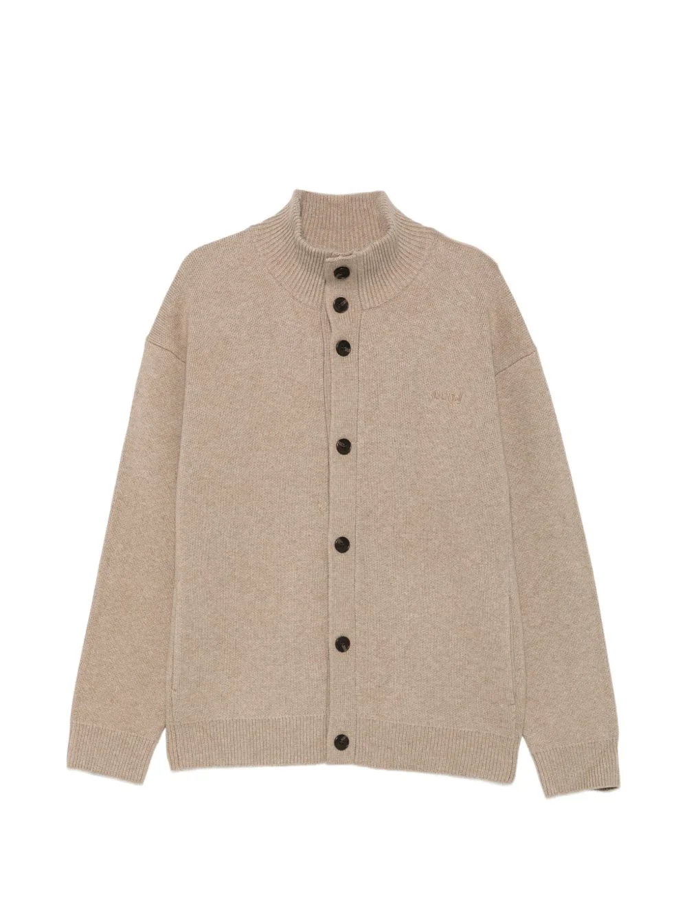 logo-embroidered high-neck cardigan - 1
