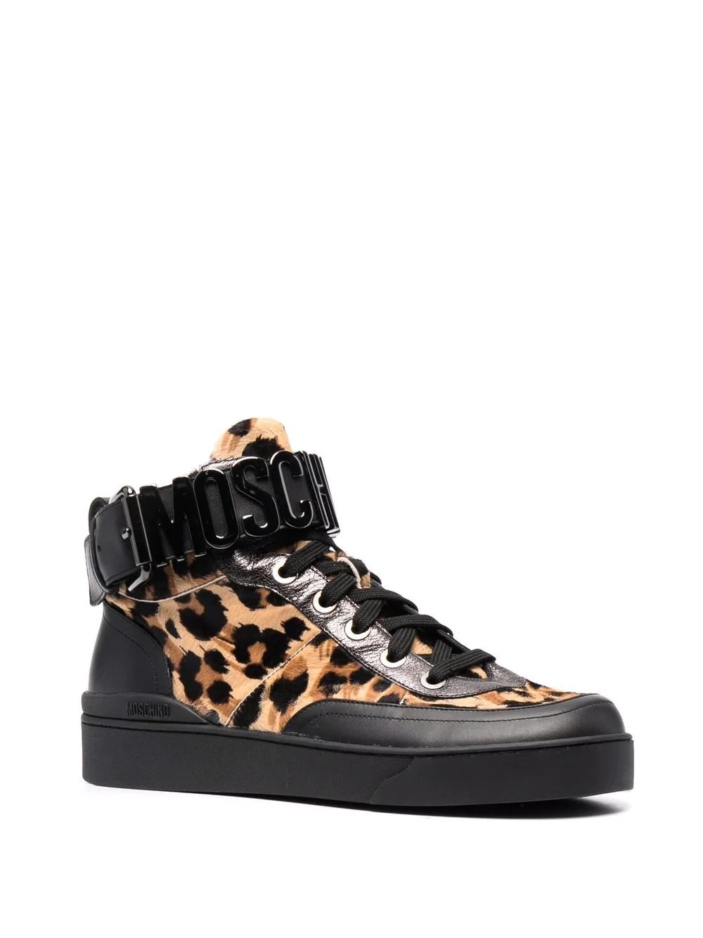 leopard-print logo high-top sneakers - 2